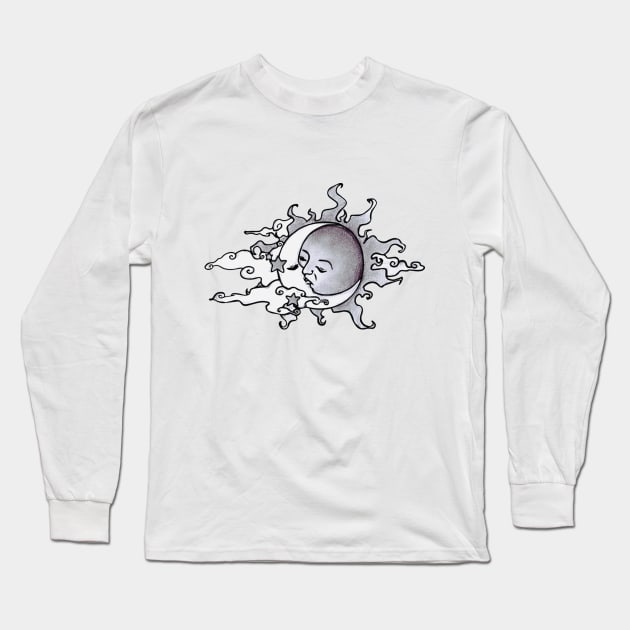 Sun and Moon Kissing Long Sleeve T-Shirt by Zias